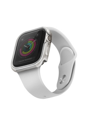 Uniq Valencia pouzdro pro Apple Watch 44mm Blush Titanium stříbrné