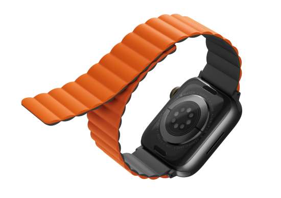 UNIQ Revix Reversible Magnetic řemínek pro Apple Watch 45/44/42MM šedý/oranžový