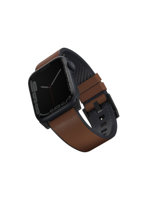 UNIQ STRADEN WATERPROOF LEATHER HYBRID APPLE WATCH STRAP 45/44/42MM - TOFFEE (BROWN)