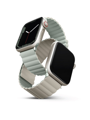 UNIQ Revix Reversible Magnetic řemínek pro Apple Watch 41/40/38MM šedozelený/béžový