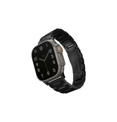 UNIQ Osta článkový ocelový řemínek pro Apple Watch 49/45/44/42 mm, Midnight (black)